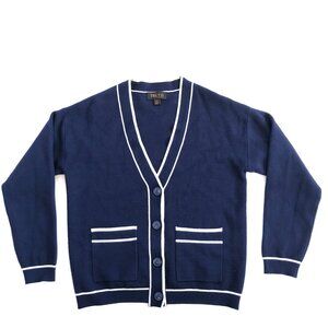 Truth Navy Blue Cardigan with White Trim Size Medium